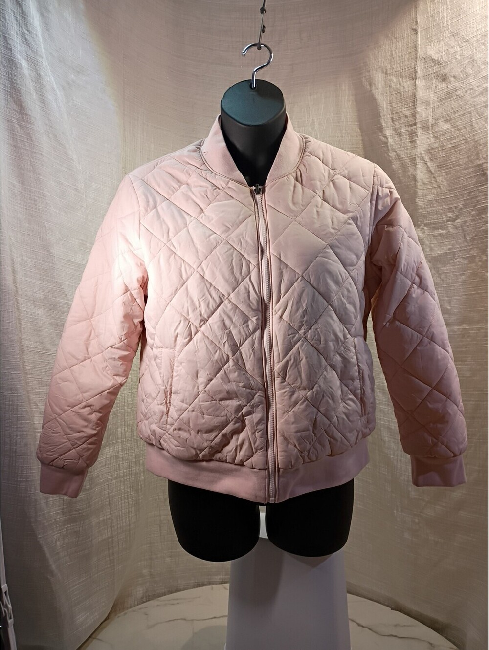 Alyned Together Women’s Quilted Reversible Bomber Jacket - Pink- Size L 12-14